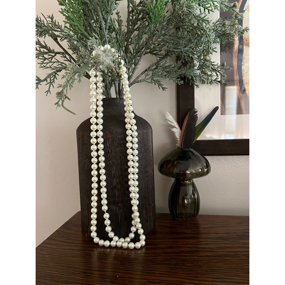 Vintage Faux Pearl Necklace Single Strand Mid Century Hollywood Glamour 30in